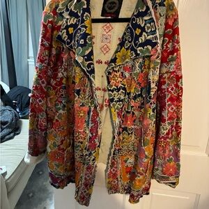 Johnny Was Multicolor Floral Embroidered Cape